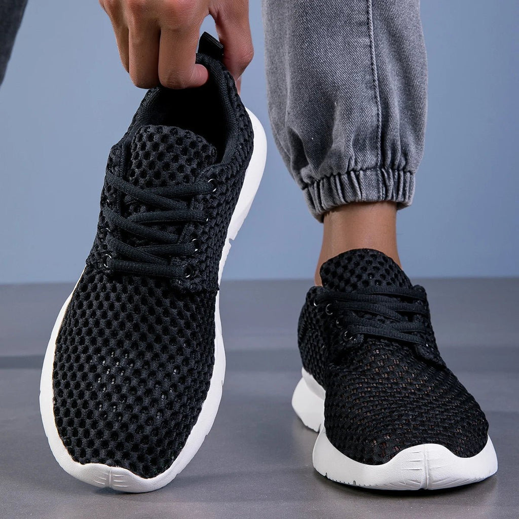 Men’s Lace - Up Mesh Sneakers with Perforated Upper and Lightweight Sole