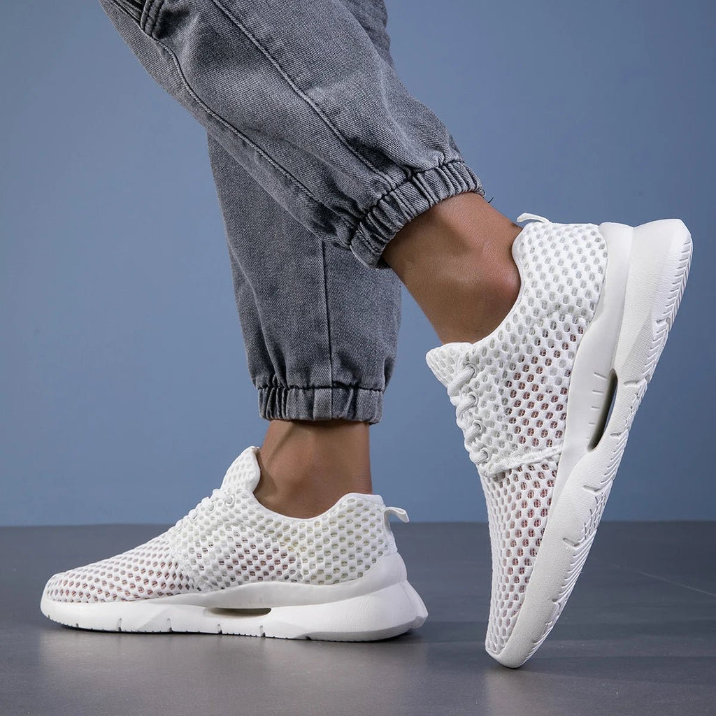 Men’s Lace - Up Mesh Sneakers with Perforated Upper and Lightweight Sole