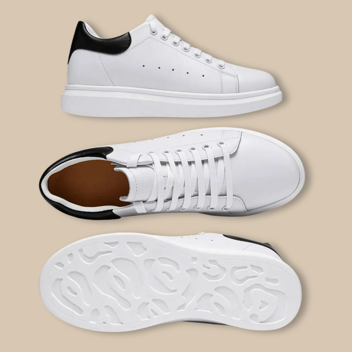 Men’s Lace - Up Platform Sneakers with Contrast Heel Panel