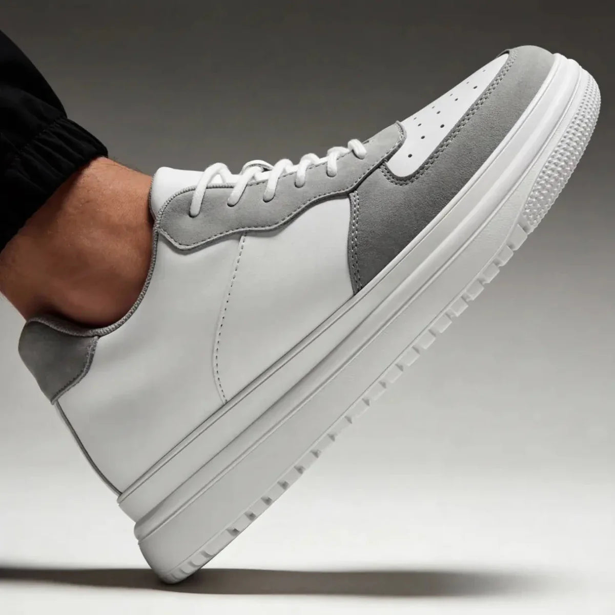 Men’s Lace - Up Platform Sneakers with Perforated Toe and Elevated Sole