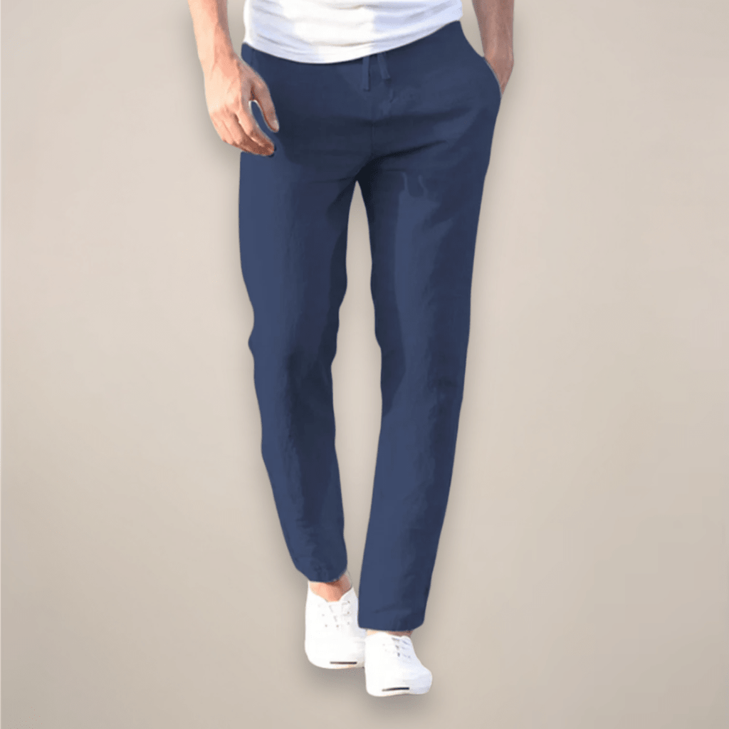 Men’s Lightweight Linen Drawstring Pants with Tapered Leg