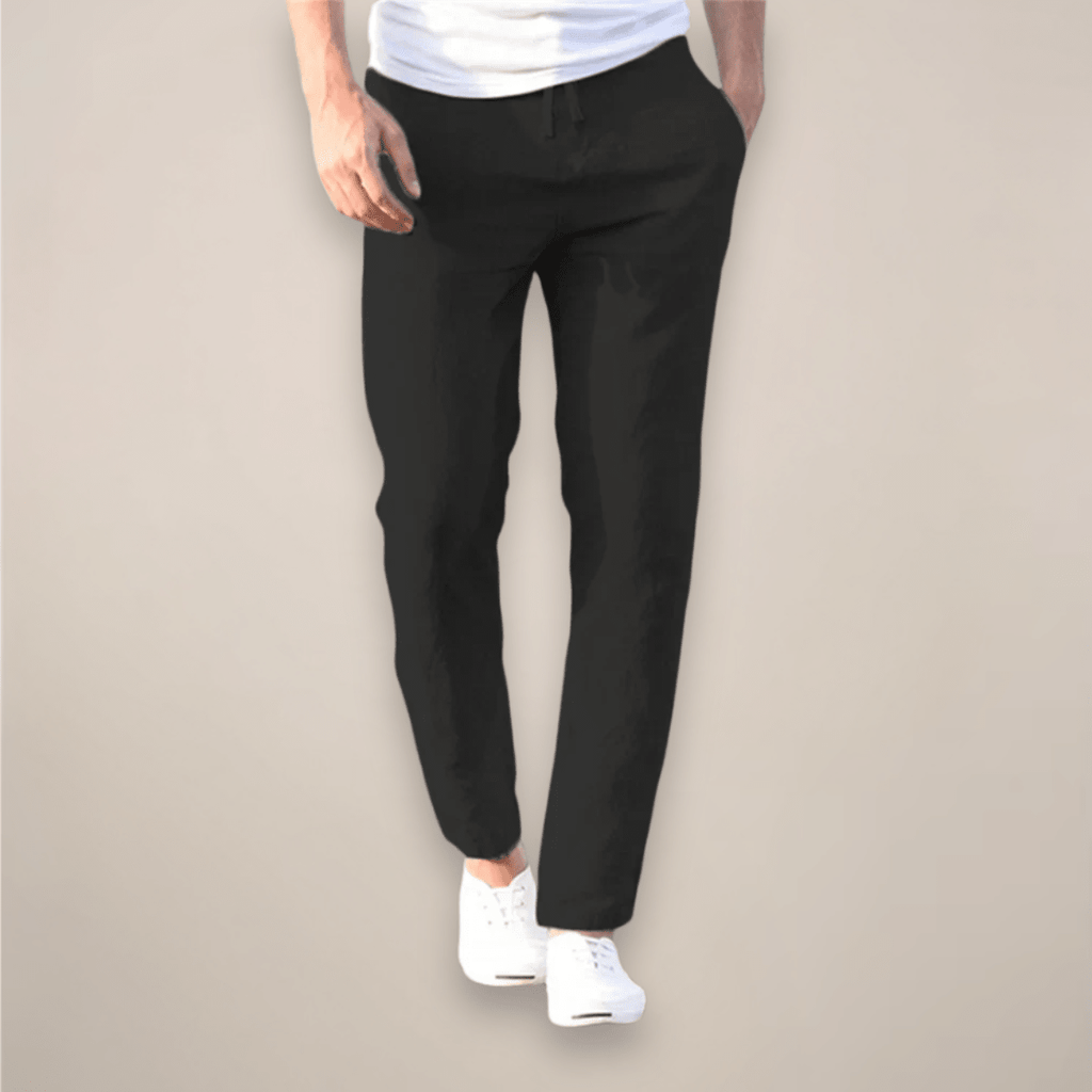 Men’s Lightweight Linen Drawstring Pants with Tapered Leg