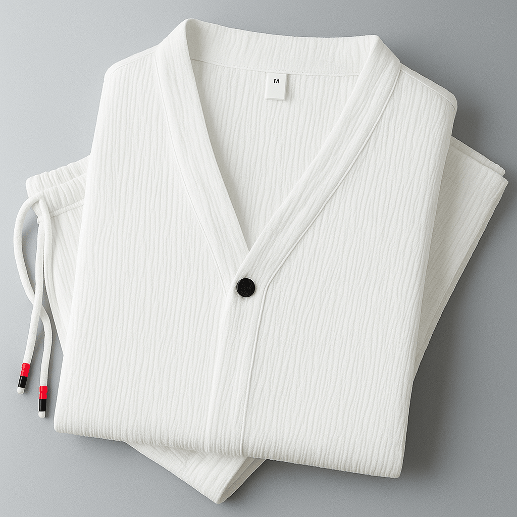 Men's Linen V - Neck Three - Quarter Sleeve Two Piece Set