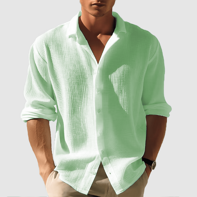 Men’s Long Sleeve Button - Down Shirt with Open Collar