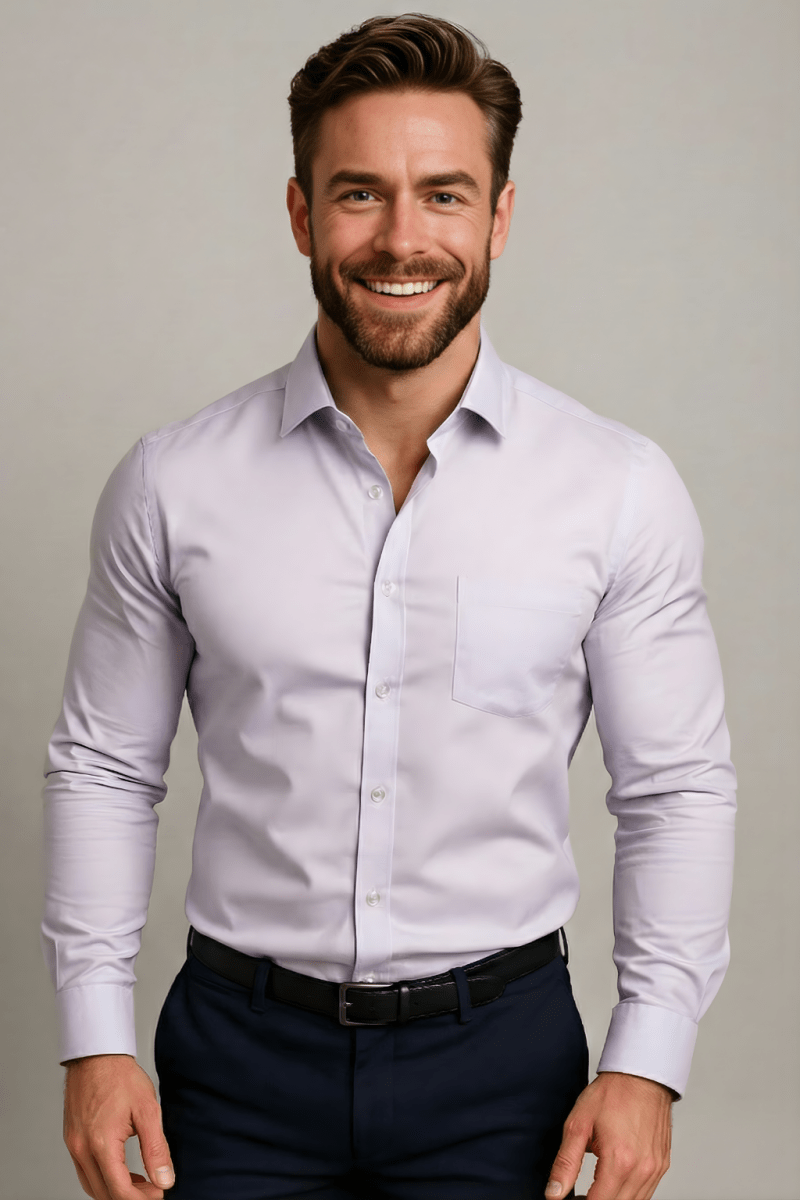 Men’s Long Sleeve Button - Up Shirt with Chest Pocket and Classic Collar