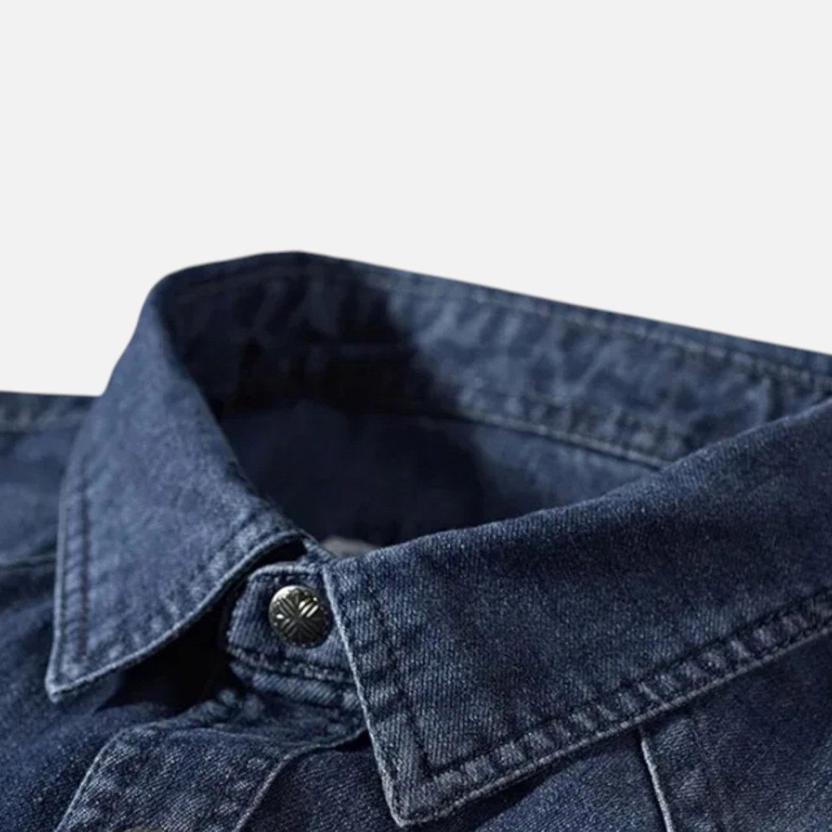 Men’s Long Sleeve Denim Button - Up Shirt with Chest Pockets and Classic Collar