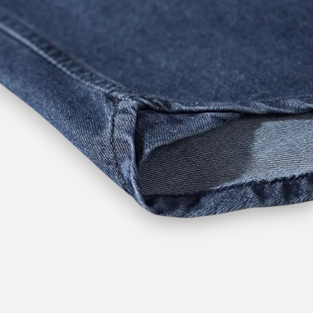 Men’s Long Sleeve Denim Button - Up Shirt with Chest Pockets and Classic Collar