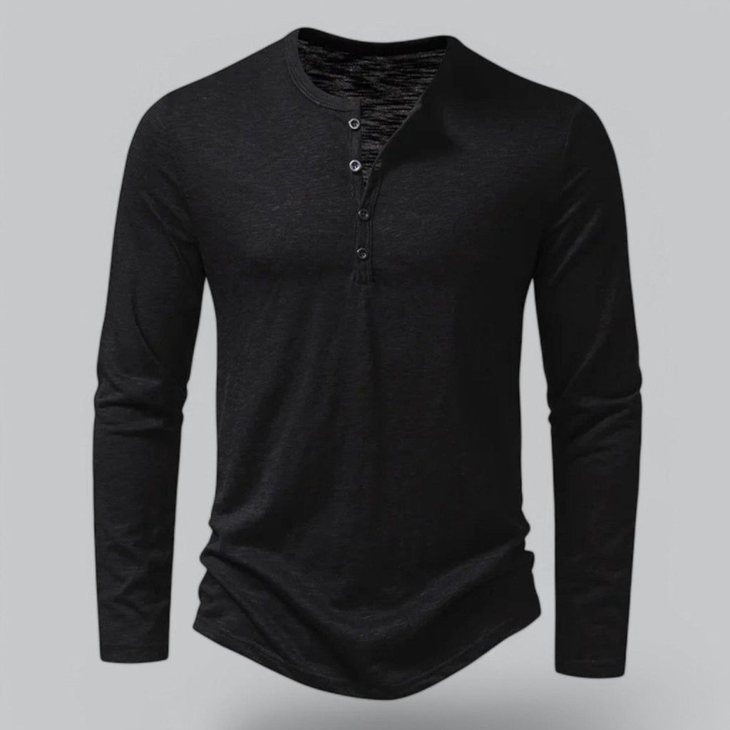 Men’s Long Sleeve Henley T-Shirt with Button Placket