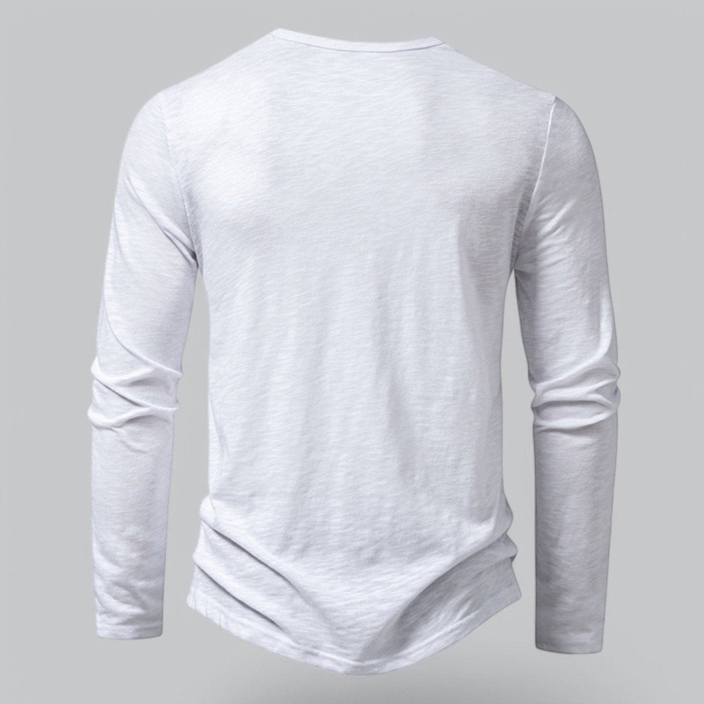 Men’s Long Sleeve Henley T-Shirt with Button Placket