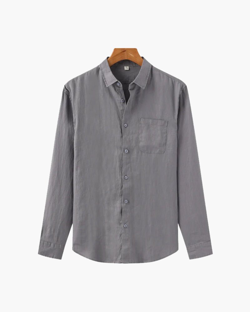 Men’s Long Sleeve Linen Shirt with Button Front