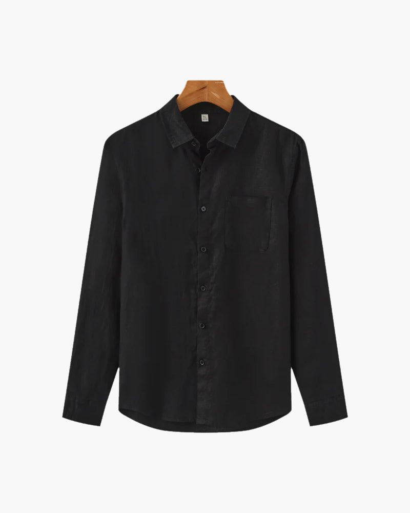 Men’s Long Sleeve Linen Shirt with Button Front