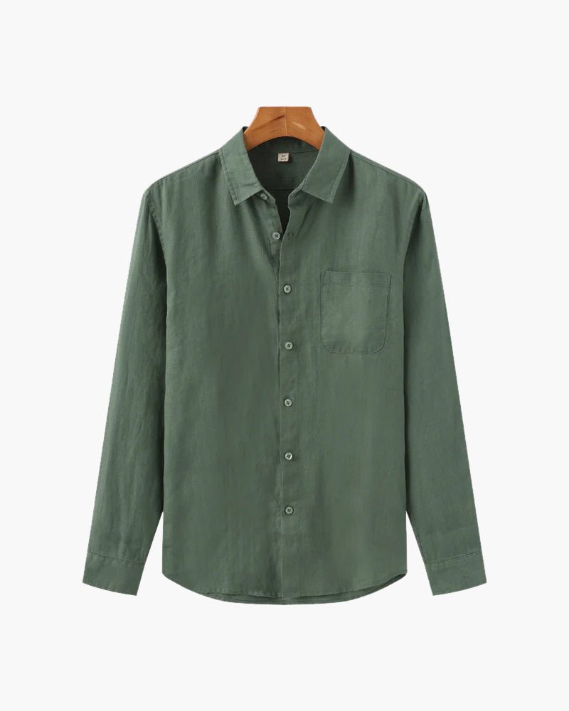 Men’s Long Sleeve Linen Shirt with Button Front