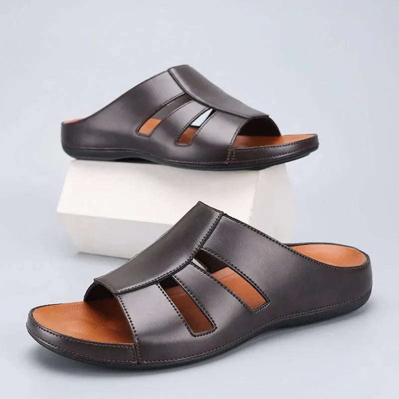 Men's Open - Toe Slip - On Sandals with Cutout Design