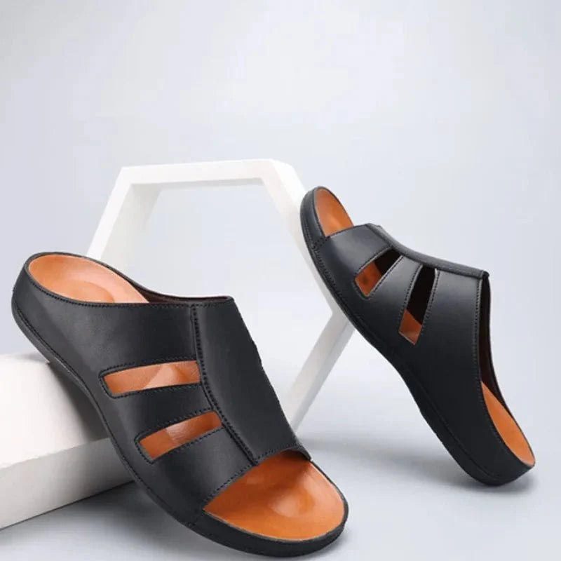 Men's Open - Toe Slip - On Sandals with Cutout Design