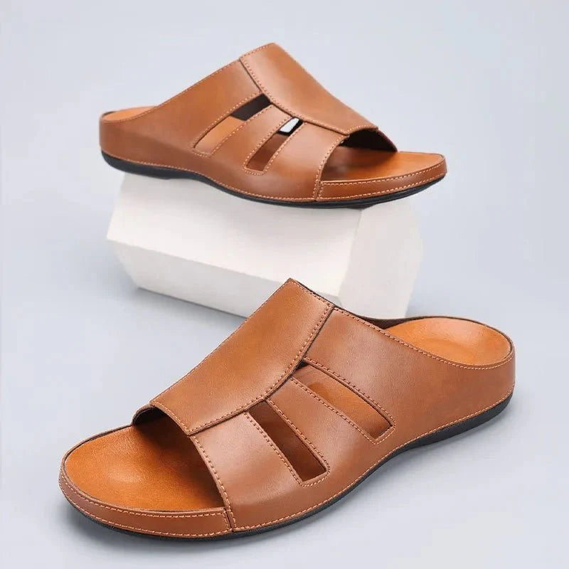 Men's Open - Toe Slip - On Sandals with Cutout Design