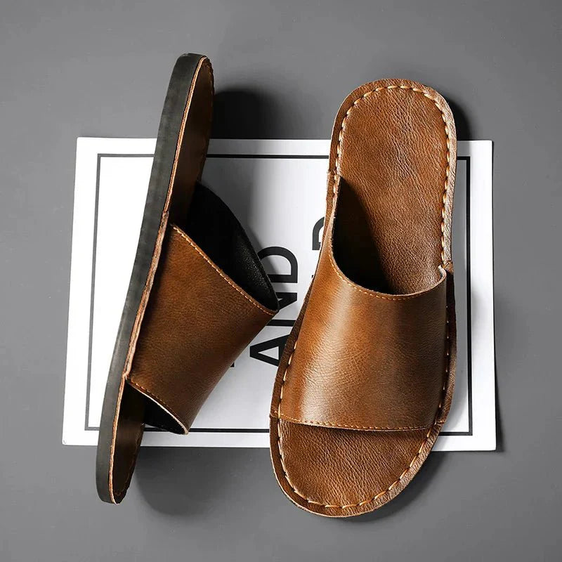 Men’s Open Toe Slip - On Sandals with Wide Strap Upper
