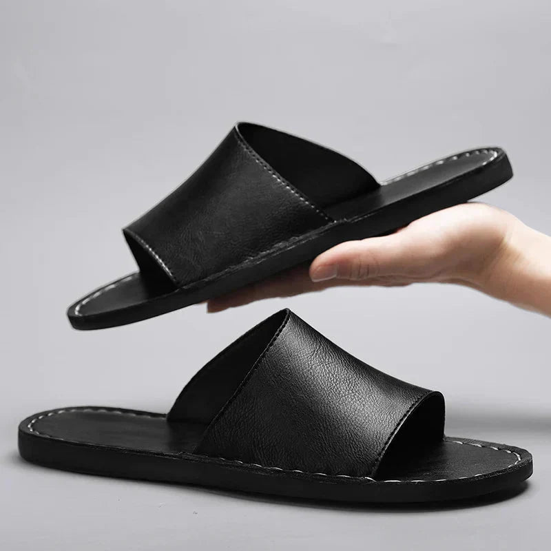 Men’s Open Toe Slip - On Sandals with Wide Strap Upper