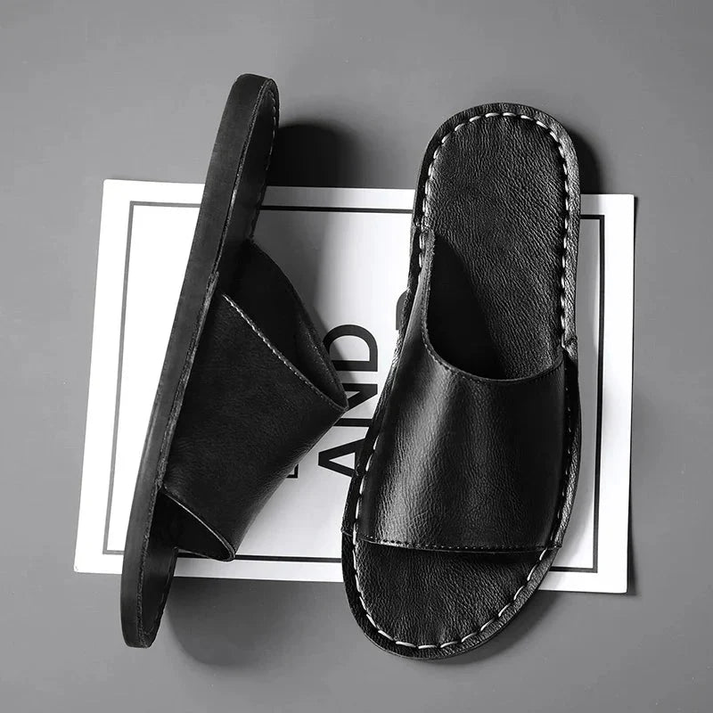 Men’s Open Toe Slip - On Sandals with Wide Strap Upper