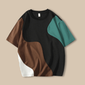 Men’s Oversized Color - Block T-Shirt with Abstract Panel Design