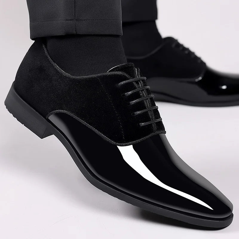 Men’s Patent Oxford Shoes – Polished Lace - Up with Refined Contrast Finish