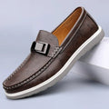 Men’s Penny Loafers Men – Slip On Loafers with Metal Buckle and Moc Toe Stitching