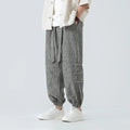 Men's Pinstripe Joggers with Side Buckle Details