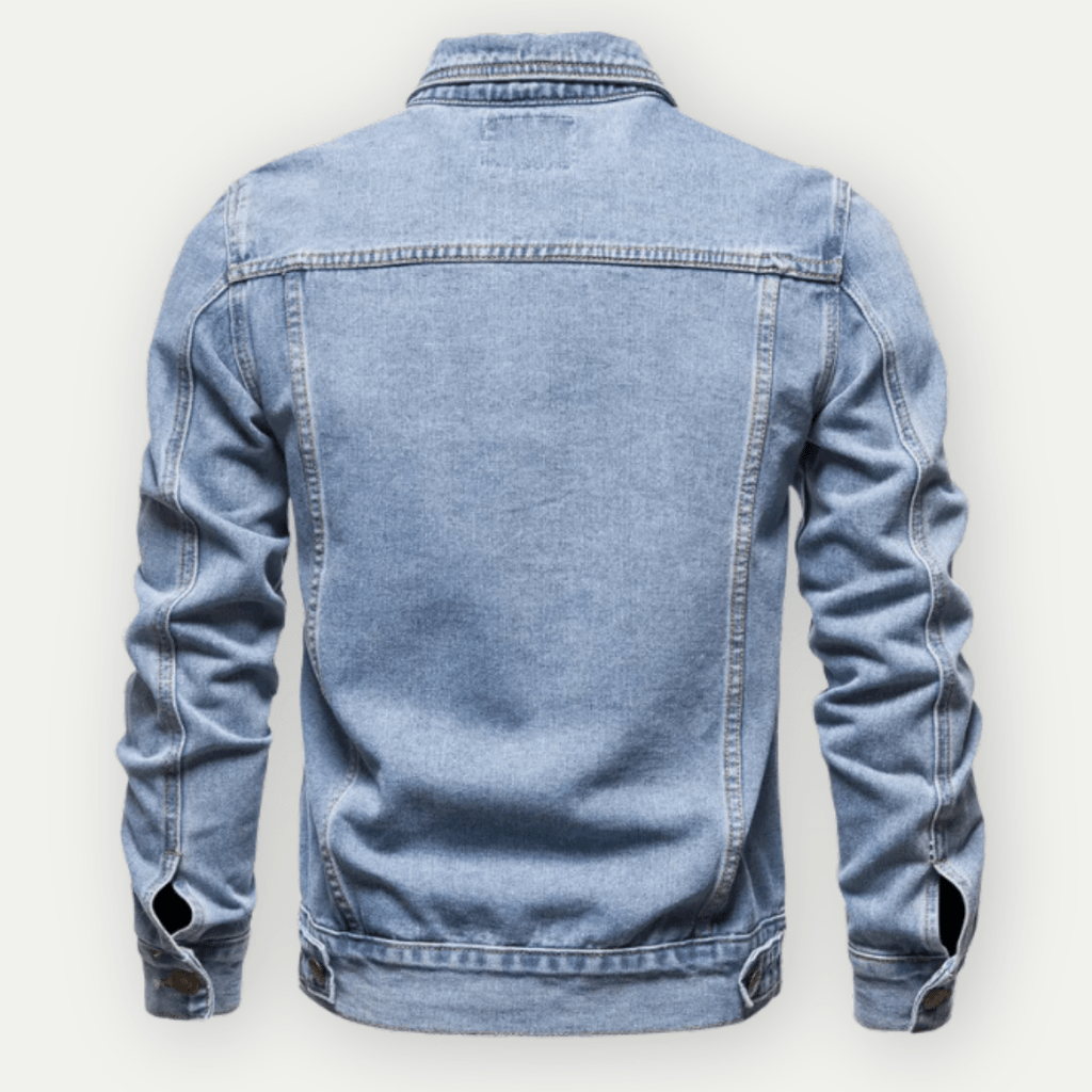 Men’s Regular Fit Denim Jacket with Collared Button Front