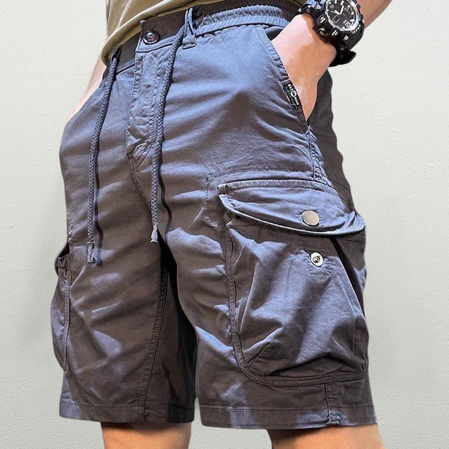 Men’s Relaxed Fit Cargo Shorts with Drawstring Waist and Utility Pockets