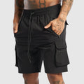 Men’s Relaxed Fit Cargo Shorts with Elastic Waist and Zipper Pockets