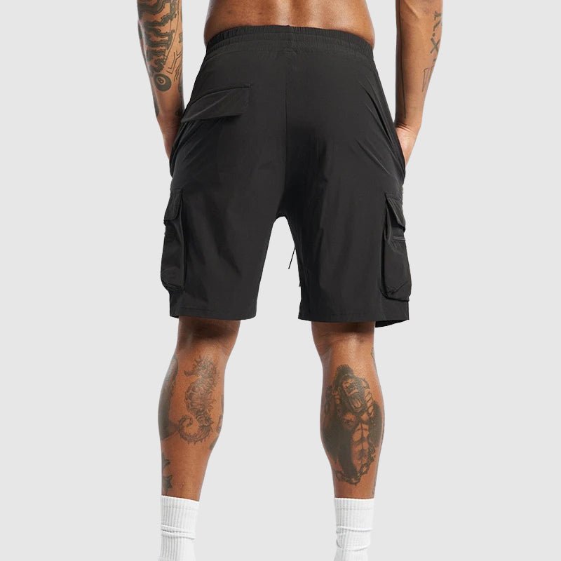 Men’s Relaxed Fit Cargo Shorts with Elastic Waist and Zipper Pockets