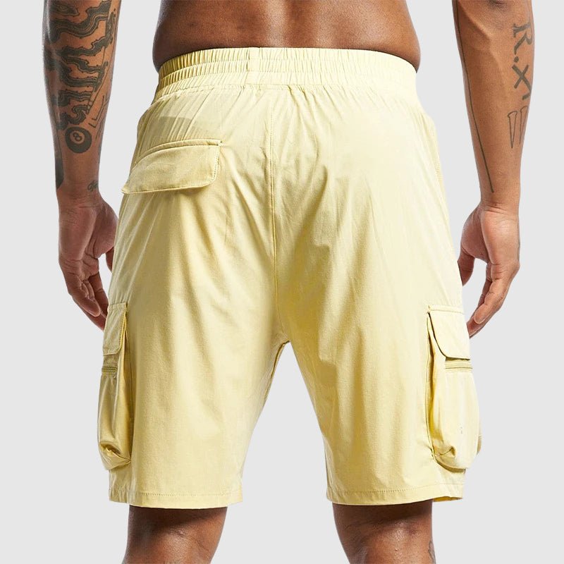 Men’s Relaxed Fit Cargo Shorts with Elastic Waist and Zipper Pockets