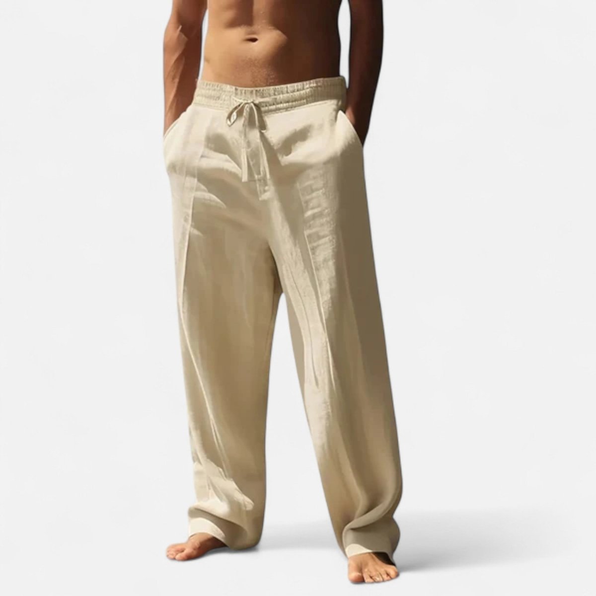 Men’s Relaxed Linen Drawstring Trousers – Easy Fit with Straight Leg Silhouette