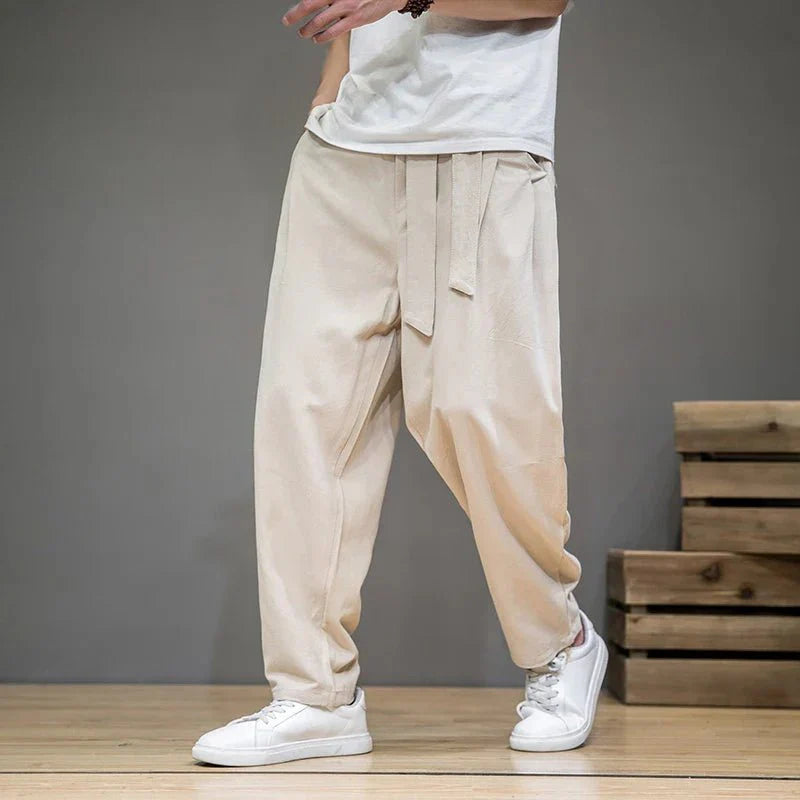 Men’s Relaxed Tie - Waist Pants – Minimalist Casual Draped Silhouette