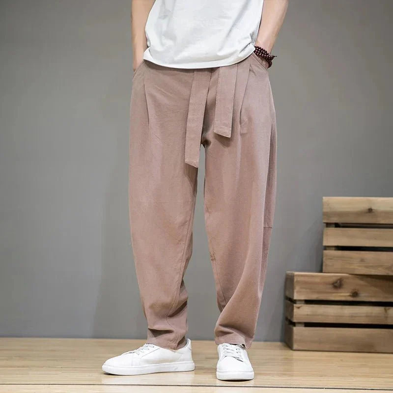 Men’s Relaxed Tie - Waist Pants – Minimalist Casual Draped Silhouette