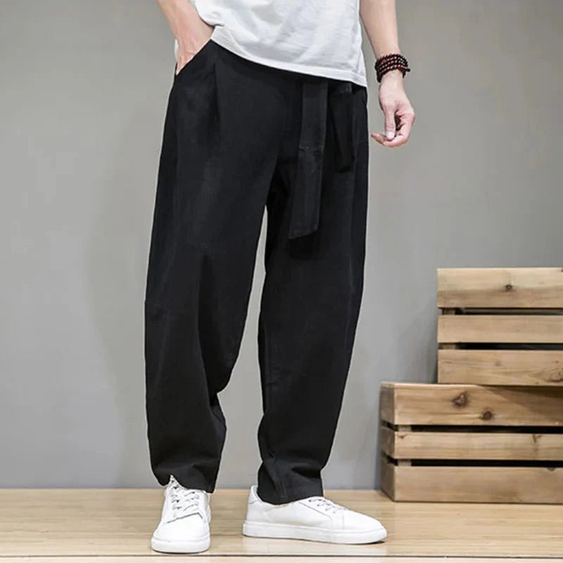Men’s Relaxed Tie - Waist Pants – Minimalist Casual Draped Silhouette