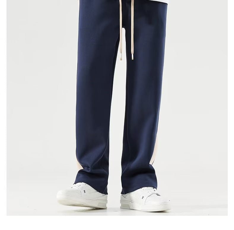 Men’s Relaxed Wide - Leg Pants with Drawstring Waist and Side Stripe Detail