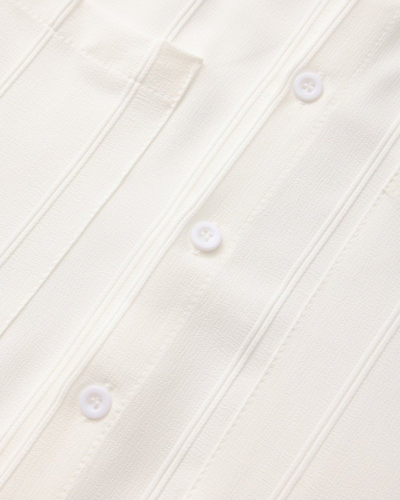 Men’s Ribbed Long Sleeve Button - Up Shirt with Chest Pockets