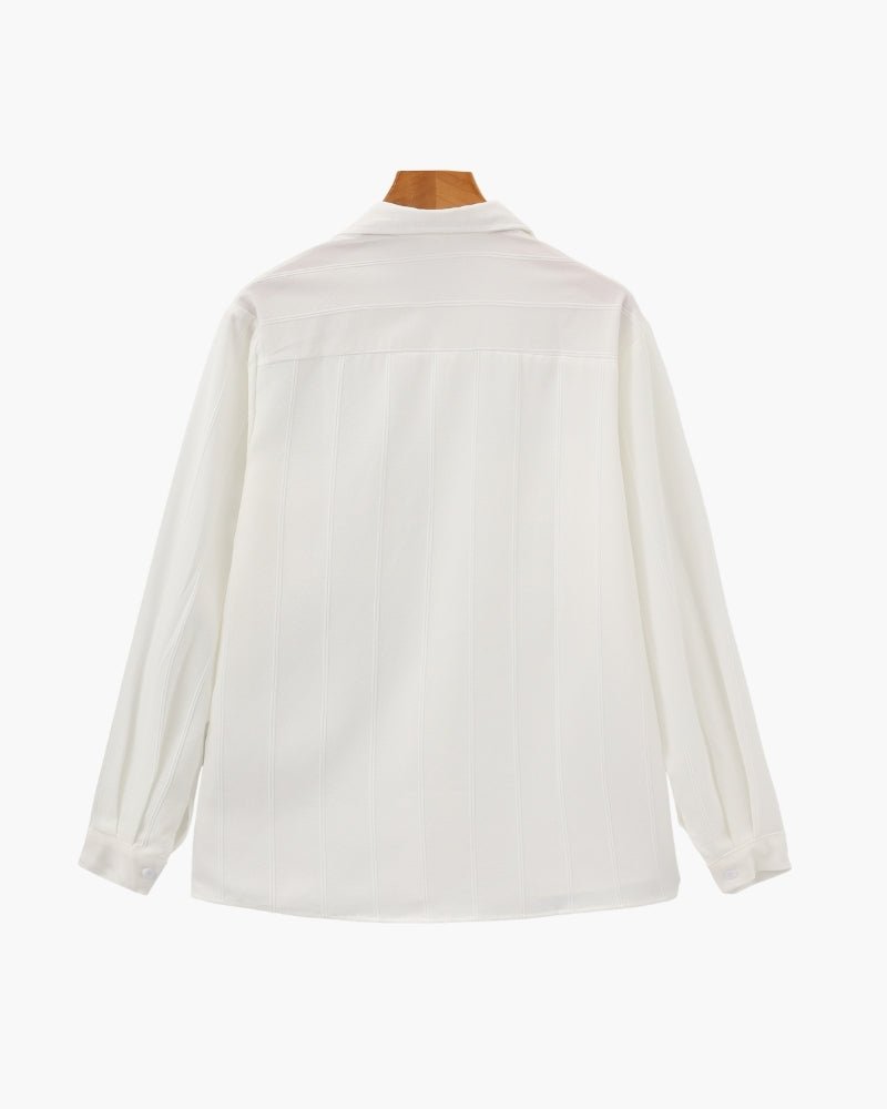 Men’s Ribbed Long Sleeve Button - Up Shirt with Chest Pockets