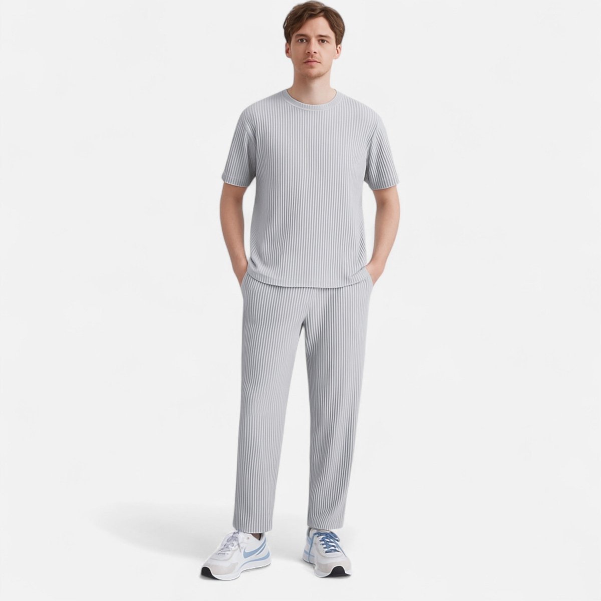 Men’s Ribbed Relaxed Trousers – Clean Lines with a Modern Textured Finish