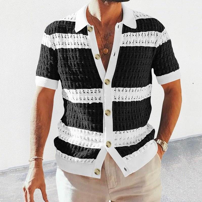 Men’s Short Sleeve Button - Front Knit - Style Shirt – Relaxed Summer Fit