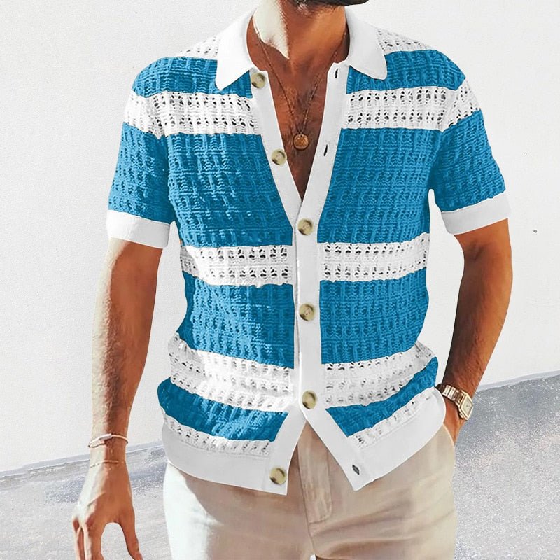 Men’s Short Sleeve Button - Front Knit - Style Shirt – Relaxed Summer Fit