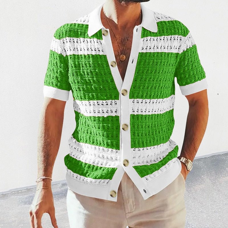 Men’s Short Sleeve Button - Front Knit - Style Shirt – Relaxed Summer Fit