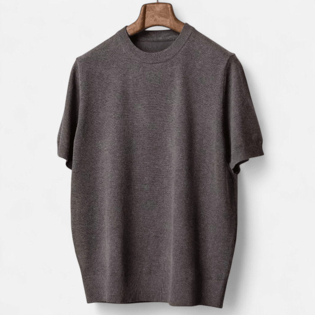 Men’s Short Sleeve Knit T-Shirt with Crew Neck, Ribbed Hem, and Clean Solid Finish for Casual Wear