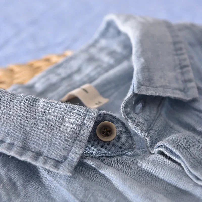 Men's Short Sleeve Linen Button - Up Shirt