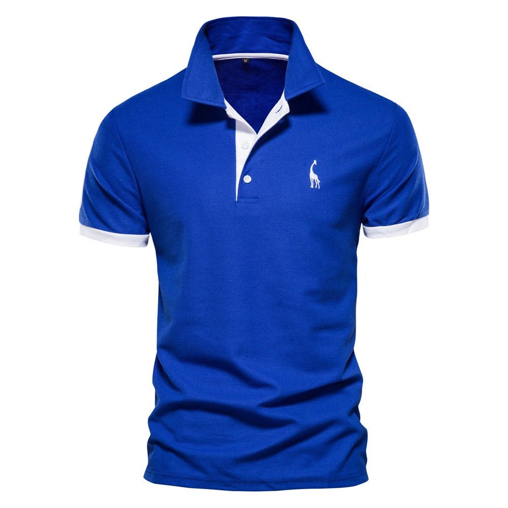 Men’s Short Sleeve Polo Shirt with Button Placket and Ribbed Collar