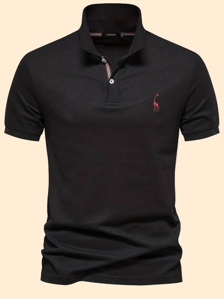 Men’s Short Sleeve Polo Shirt with Collar and Button Placket