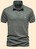 Men’s Short Sleeve Polo Shirt with Collar and Button Placket