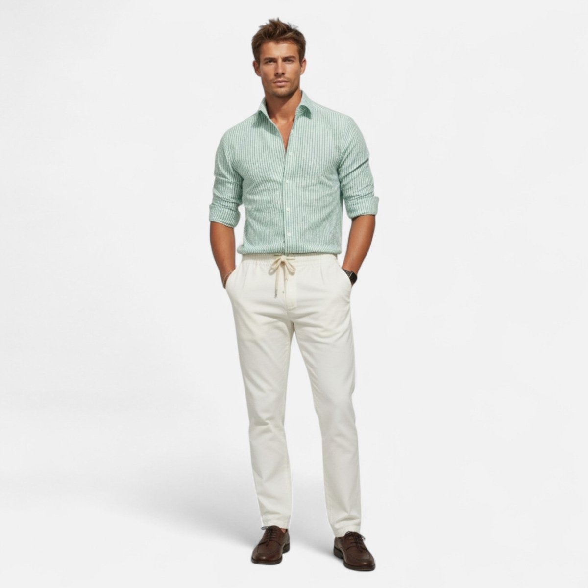 Men’s Slim - Fit Striped Business Shirt – Refined Everyday Tailoring
