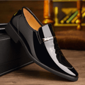 Men’s Slip - On Dress Shoes with Gloss Finish and Metal Strap Detail