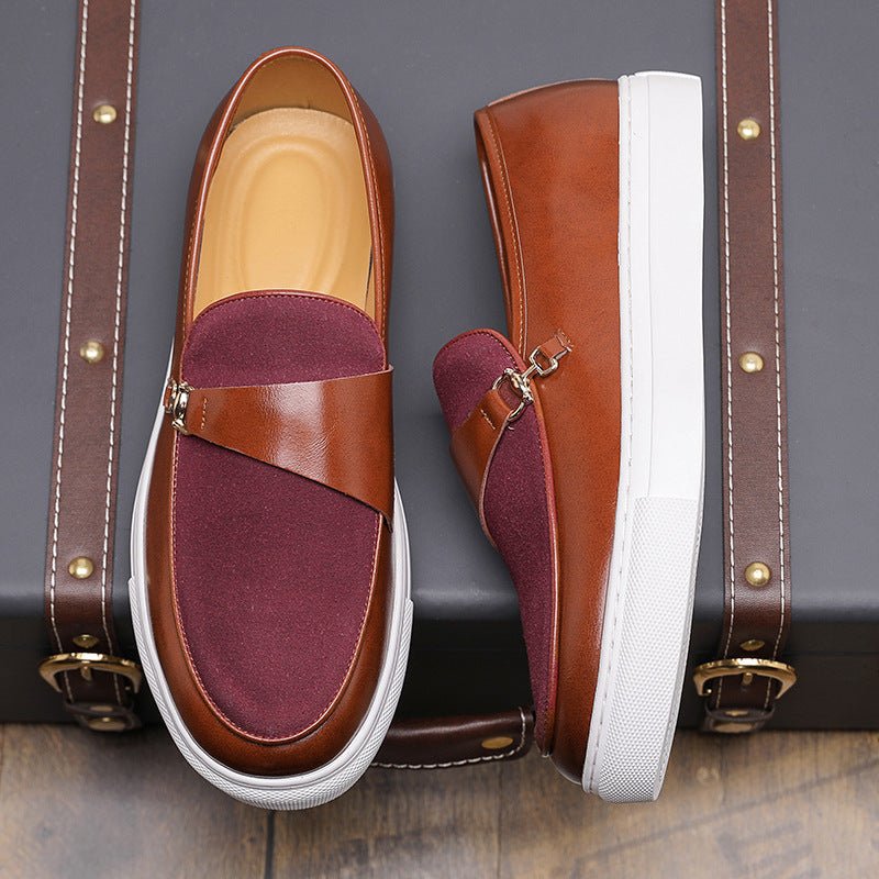 Men’s Slip - On Loafer Sneakers with Strap Detail and Two - Tone Upper